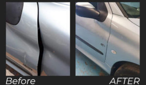 Car door damage after PDR